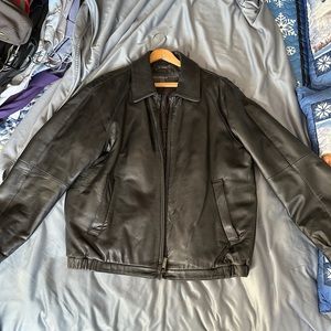 Perry Ellis Portfolio - lamb skin leather jacket